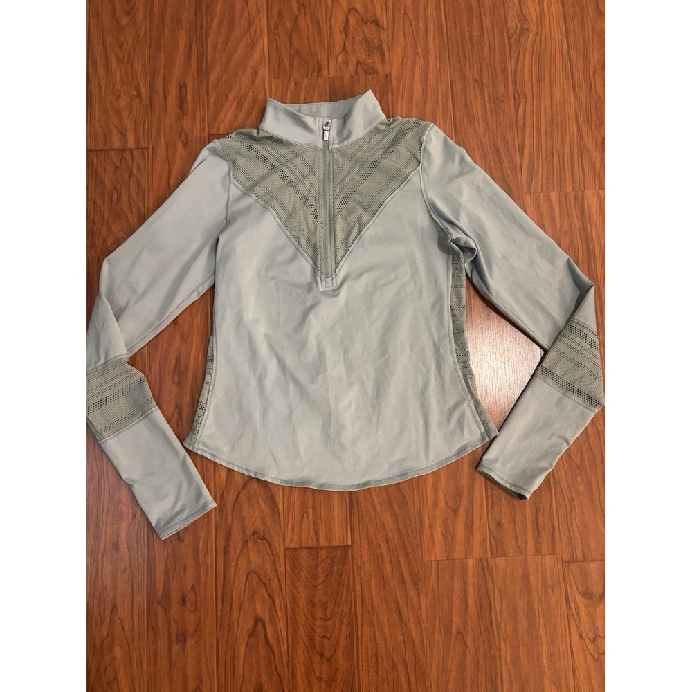 Free People Movement Momentum Quarter Zip Lace Top Blue Green Womens Medium